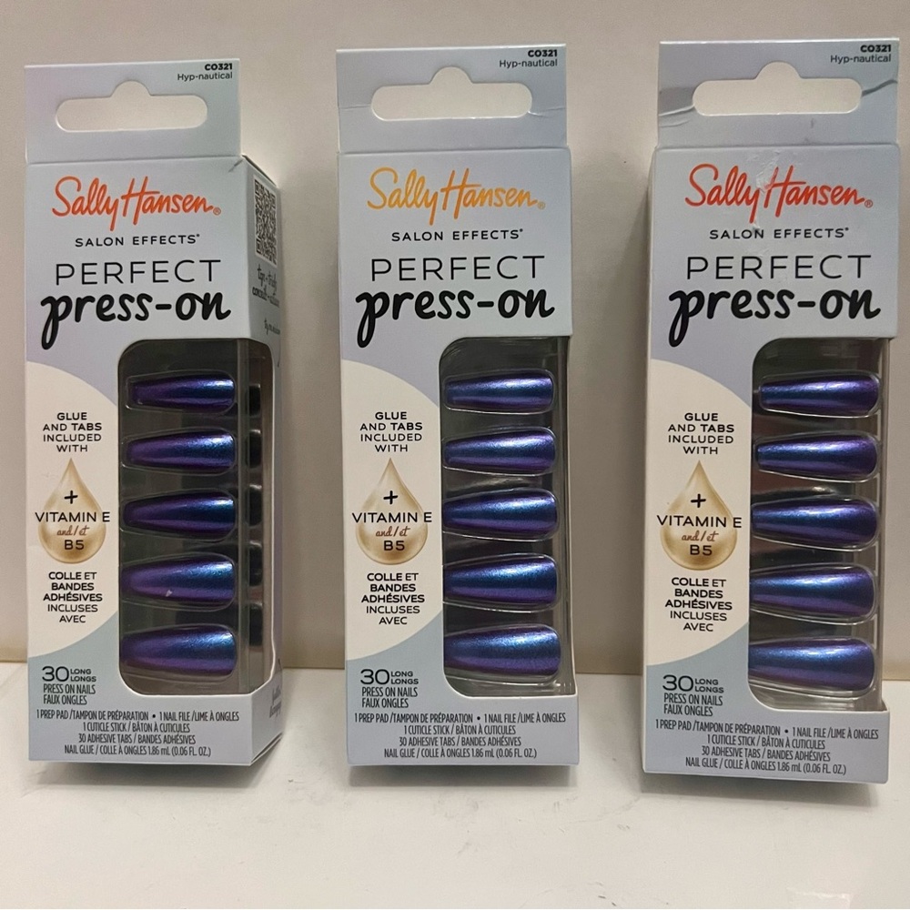 Sally Hansen Salon Effects Perfect Press On Nails Hyp-nautical CO321 Lot Of 3